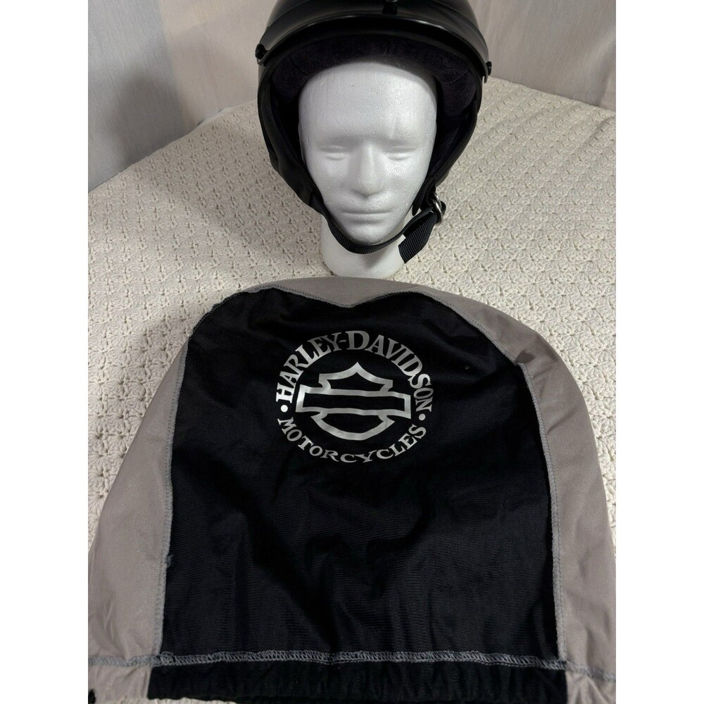 Harley Davidson Simpson Shorty Helmet Black Motorcycle Biker Helmet Size Large